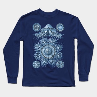 Ernst Haeckel Discomedusae Jellyfish Plate 28 Blue Long Sleeve T-Shirt